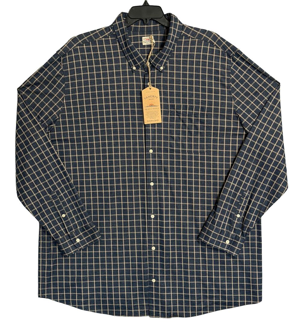 Faherty Coastline Knit Shirt Men's 3XLT Big & Tall Supima Cotton Twilight Ck NWT